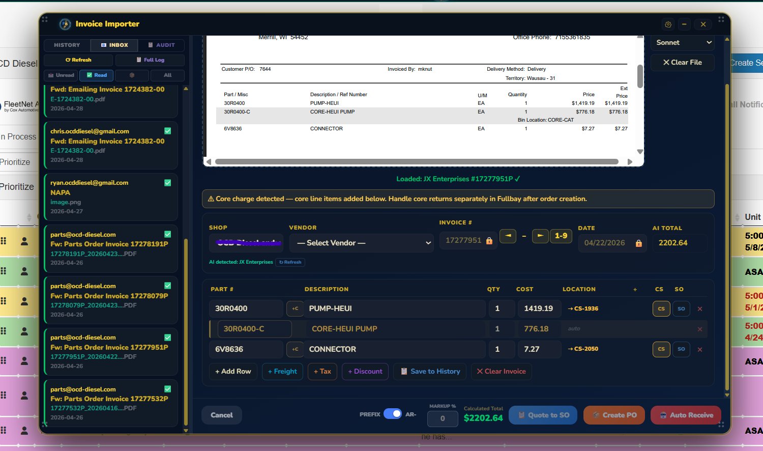 Invoice Importer - Inbox