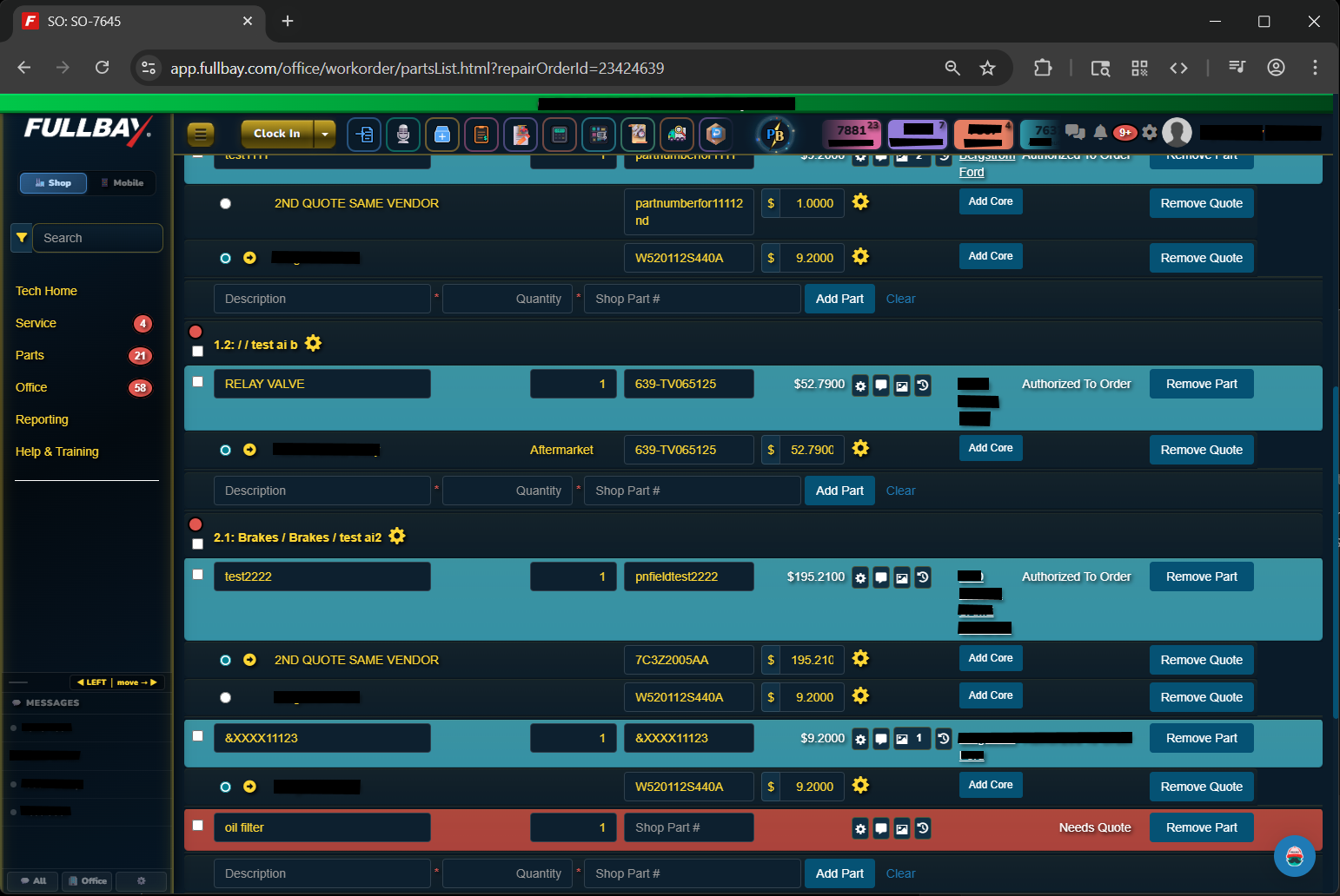 Custom theme applied across Fullbay