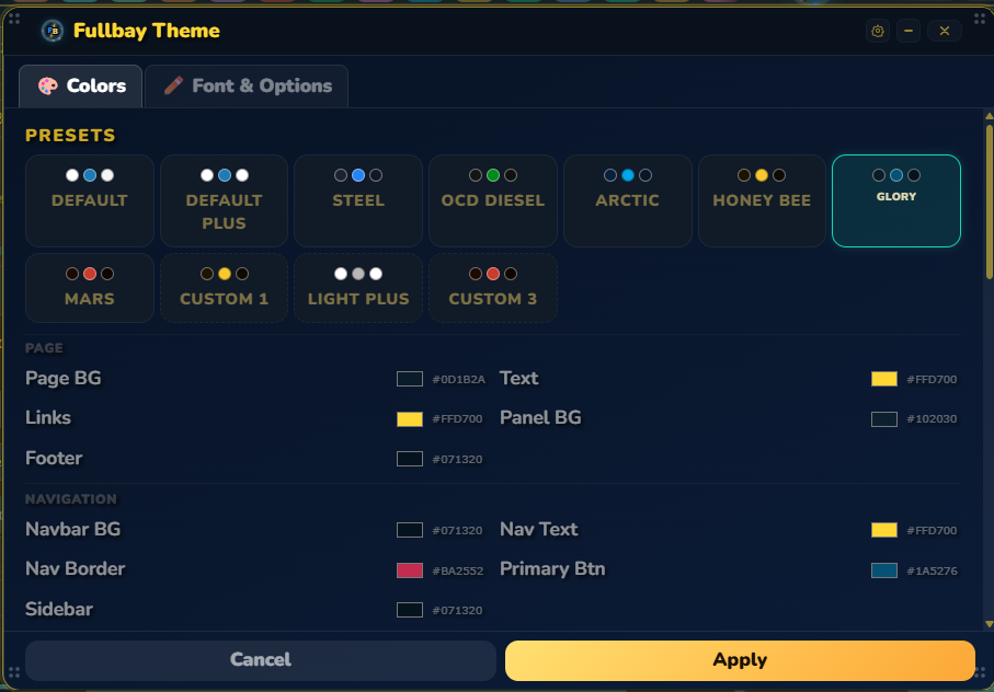 Theme studio — preset picker